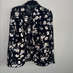 Lauren Ralph Lauren Black Blazer with White Floral Design